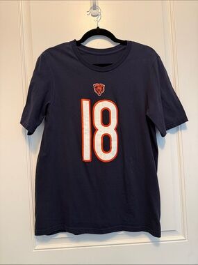 Nike Chicago bears Navy Short-Sleeve Tee with White & Orange # 18 Caleb Williams